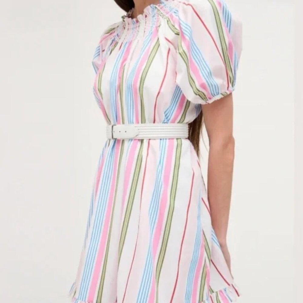 NWOT Hill House The Genevieve Nap Dress Size Medium Rainbow Stripe Cotton Medium